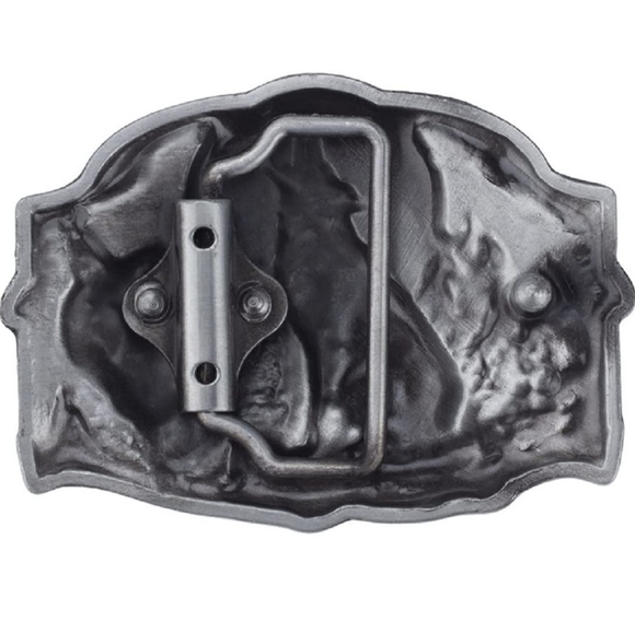 Nordic Viking wolf wolves howling at moon belt buckle - Picture 4 of 4